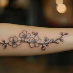 Ein florales Fine Line Blumentattoo für Frauen