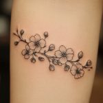 Ein florales Fine Line Blumentattoo für Frauen