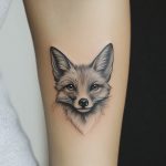 ein mikrorealistisches Tattoo von einem Fuchs