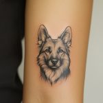 ein mikrorealistisches Tattoo von einem Hund