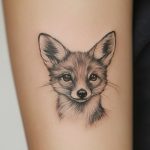 ein mikrorealistisches Tattoo von einem Fuchs