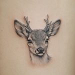 ein mikrorealistisches Tattoo von einem Reh