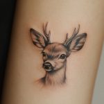 ein mikrorealistisches Tattoo von einem Reh