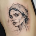 ein mikrorealistisches Tattoo von einem Gesicht