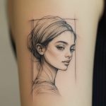 ein mikrorealistisches Tattoo von einem Gesicht