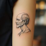 ein mikrorealistisches Tattoo von einem Gesicht
