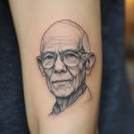ein mikrorealistisches Tattoo von einem Gesicht