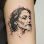 ein mikrorealistisches Tattoo von einem Gesicht