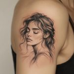 ein mikrorealistisches Tattoo von einem Gesicht