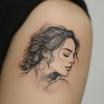 ein mikrorealistisches Tattoo von einem Gesicht