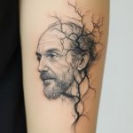 ein mikrorealistisches Tattoo von einem Gesicht