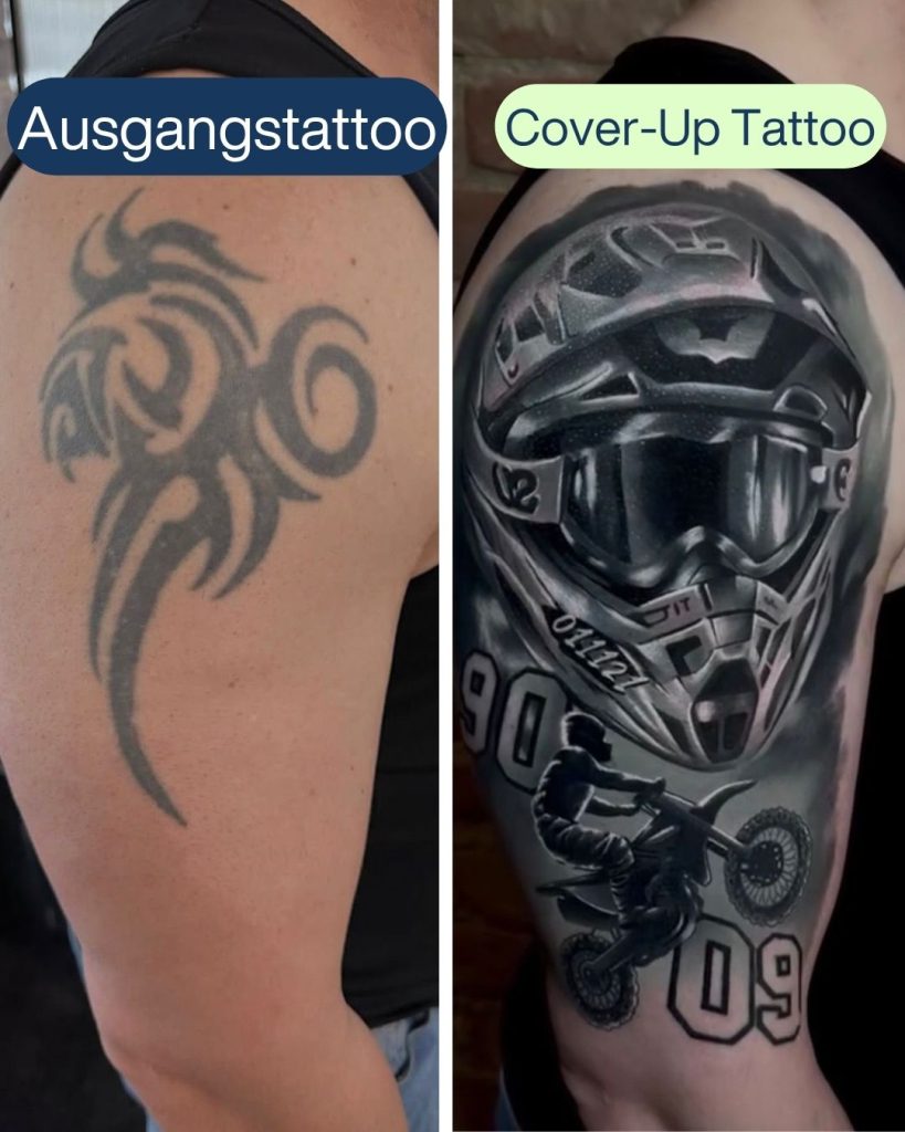 Cover-Up Tattoo Wien: altes Tattoo mit neuem Design überdeckt